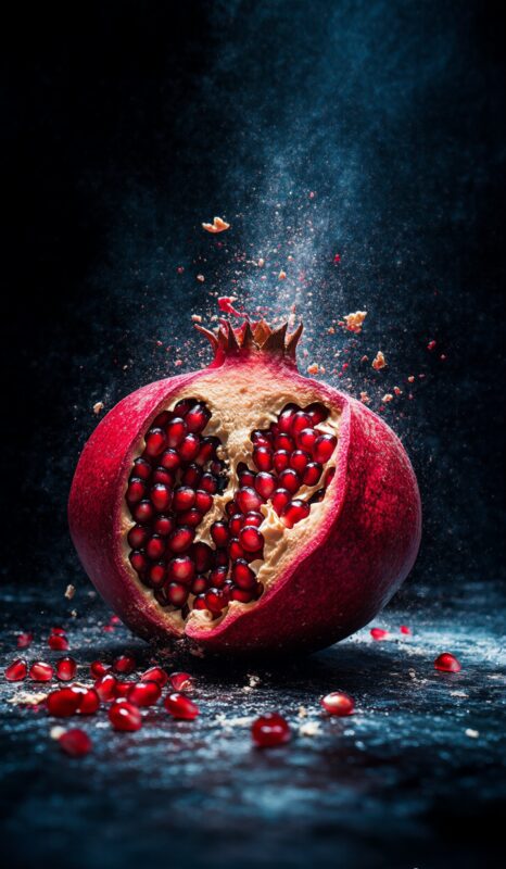 9x16 Vivid juicy pomegranate halves e1742150811345